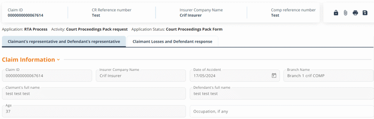 Court proceedings pack form