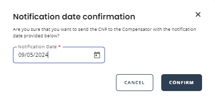 Date confirmation notification